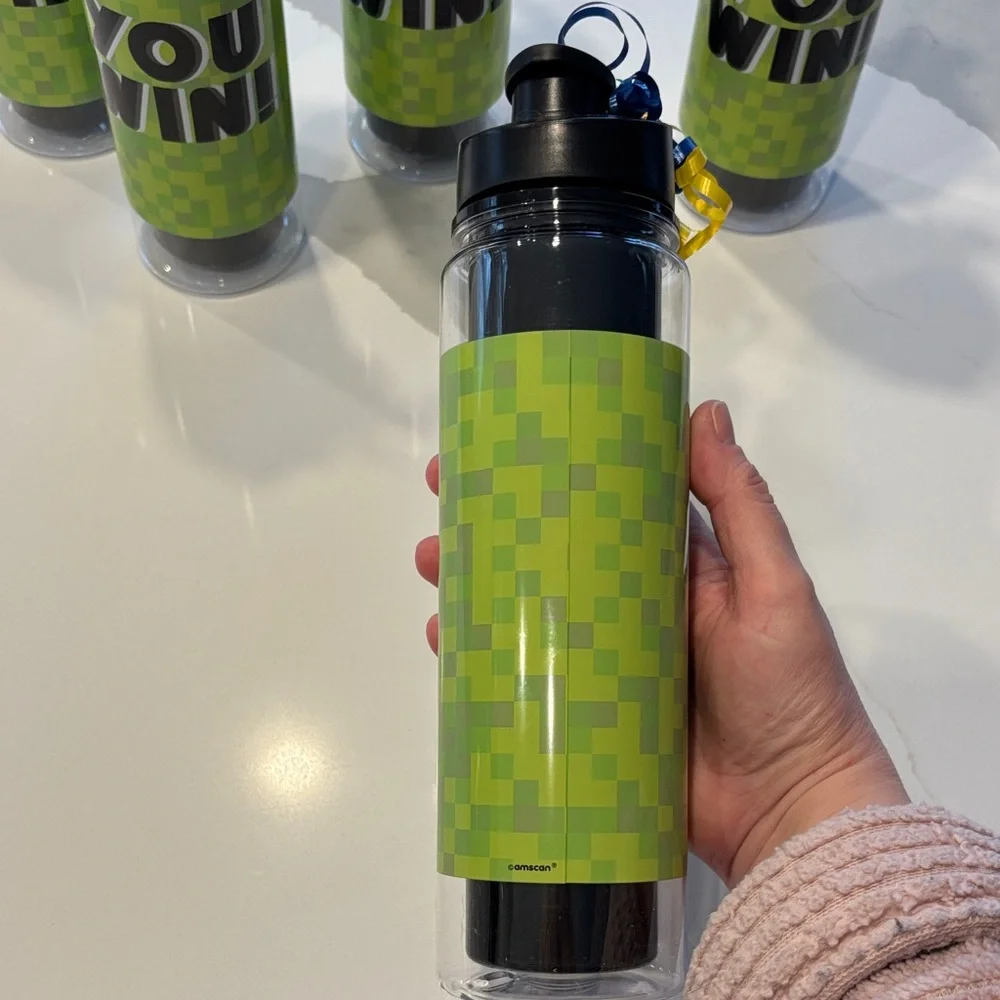 “ YOU WIN!” 5 Pc. Grn & Blk Celebration Thermos Water Bottles 11 In. H/ 8 oz.